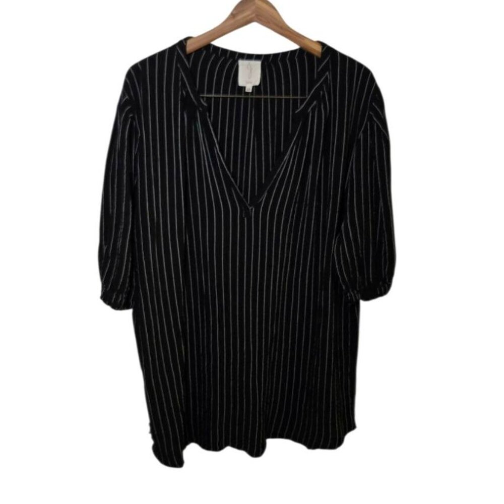 Joie Pinstripe Puffy Sleeve Tunic 1X